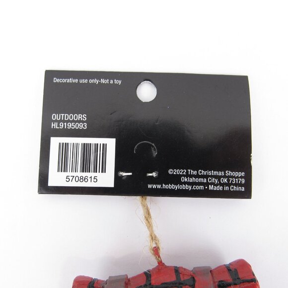 Gone Hunting Backpack Ornament Resin Christmas Red & Black Plaid Blanket - Picture 6 of 12